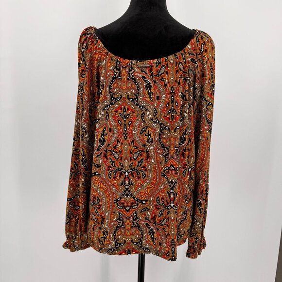 Michael Kors‎ Paisley Shirt Womens XL Babydoll Y2K Dark Sweetheart Going Out - Picture 8 of 8